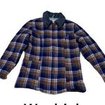 Woolrich  womens small full zip jacket plaid wool schaket lined orange blue outer Photo 0