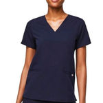 FIGS Top Womens Small Blue V Neck Short Sleeve Classic Fit Medical Scrub Casma Photo 0