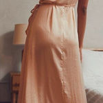 Free People  All My Love Satin Wrap Slip‎ Dress Light Sand XS Photo 0