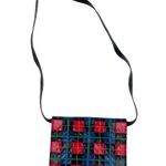 Andrea Pfister Vintage 1980s Multicolor Plaid Splat Leather Clutch Purse Bag Photo 2
