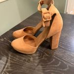 Sun + Stone Estrella Women's Tan Suede Block Heel Pumps Ankle Strap Size 10M Brown Photo 1