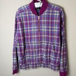 Liz Claiborne Vintage Lizsport Plaid Cotton Bomber Jacket Womens Medium Purple Streetwear Photo 0