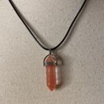 Handmade Pink Quartz Crystal Black Leather Necklace Photo 2