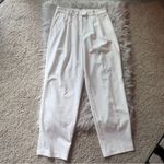 Ivory Pleated High Waist Straight Trousers White Size M Photo 10