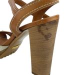 Car Shoe Women's White Brown Studded Ankle Strap Stack Heel Sandals Size 8.5 Photo 5