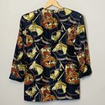 Vintage 80s Silk Jacket Top Equestrian Horse Print size M Robert Stock Lmtd Size M Photo 10