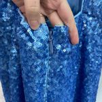 Azazie  women's baby blue sequin high neck jeweled maxi formal gown prom dress 6 Photo 4
