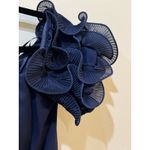 XScape Navy ROSETTE Off the Shoulder RUFFLE Sleeve RUCHED Waist GOWN Size 4 Photo 3