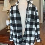 Eddie Bauer  Micro fleece Button Up Shirt Black White Buffalo Check Oversized Photo 3