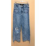 Indigo Rein Women's Blue Acid Wash Distressed Wide Leg Jeans Size 7 W27 L31 Photo 1
