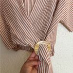 Topshop Cropped V Neck Stripe Buckle Faux Wrap Top
Elbow Sleeve Boho Sz 2 Photo 3