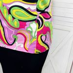 Nina Leonard  Paisley Retro Twill Sleeveless Tunic Top Pink Multi‎ 12 Photo 5