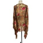 Christina Makowsky Caftan Kimono Top Blouse Paisley Floral Print Brown‎ Tan Brown Photo 7