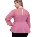 Torrid Womens Blouse Sz 0 12 Peplum Crepe Mesh Inset Top Mesa Rosa Pink Photo 3
