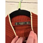 ZARA Basic Sweater Dress with Pleated Skirt Size Small Orange Rust Color Photo 99