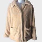 Very J  Snap Closure Tan Faux Fur Plush Long Sleeve Teddy Coat Photo 0
