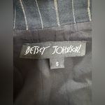 Betsey Johnson Vintage 90’s  Black Linen Striped Blazer Jacket size Small Photo 3
