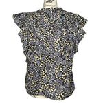 Joie  SMALL Isa Reut Ruffled Embroidery Dot Smocked Floral Blouse - Caviar Multi Photo 4