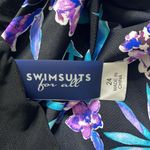 Swimsuits for All Tankini Top Swim Tropical Floral Mesh High Neck 24 Black Photo 4