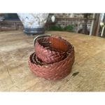 Vintage Woven Brown Leather Belt Brass Buckle 42” Unisex Boho Rustic Style Brown Photo 1