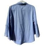 Alex Marie Blue Embroidered Scalloped Bell Sleeve Button Up Blouse Size Large Photo 1