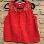 Knox Rose  Embroidered Tank Top Womens Small Red Sleeveless Casual Blouse Summer Photo 0