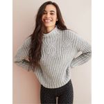 Aerie ✨ Cable Mock Neck Laine Wool Grey Sz Medium Sweater✨ Photo 1