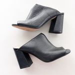 Vince Camuto Leather Block Heel Open Toe Slides Photo 1