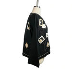 Yak Magik Fun Funky Embellished Cotton Silk Vintage Jacket Women Size Large Black Photo 7