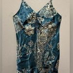 ZARA Women's Teal Satin Ruched Front Mini Dress Photo 0