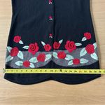 Storybook Knits Vintage Knit Cardigan Sweater Sz S Embroidered Roses Black Gma Photo 10