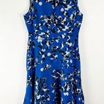 CAbi  Untamed Electric Blue Floral Handkerchief Hem Polka Dot Lined Dress Medium Photo 0