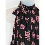 Elle Black Floral Pleated Halter Neck Top Womens XL Blouse Shirt Evening X-Large Photo 7
