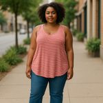 Ava & Viv 5/$35    Ava &‎ Viv Women's Orange/White Striped Tank Top - Size X Photo 1
