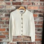 Gap  White Cotton Button Front Crew Boxy Cardigan Sweater, S Photo 1