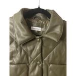 Calvin Klein Faux Leather Jacket M Quilted Olive Green Luxe Buttery Soft Neutral Photo 10