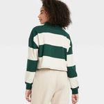 Disney Bambi Long-Sleeved Crop Top Green & Cream Striped Junior's Shirt XL Polo Photo 6