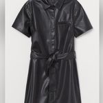Divided  BY H&M FAUX BLACK LEATHER SHIRT DRESS WITH BELT SIZE M NWOT Photo 0