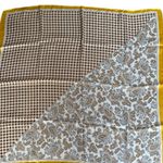 NWT Vanlinker women’s 27.5 inches silky headscarf yellow bird check paisley Photo 0