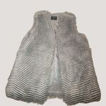 LUNIK Faux Fur Striped Vest By Size L Black & Gray Photo 7