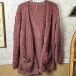 Free People  Pink Faux Fur Open Front Cardigan - Size - XS Photo 0