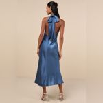 Lulus LULU’S Exceptional Status Blue Halter Backless Slip Midi Dress Photo 5