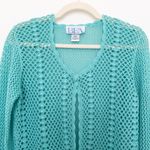 Vintage BFA Classics Womens Crochet Cardigan Size S Teal Open Knit‎ Boho Fairy Blue Photo 1