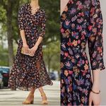 HD in Paris Anthropologie Varina Dress Black Floral Maxi Sheer Dress Size 0 Photo 1