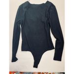 Steve Madden  Bodysuit Womens Size L Black Ribbed Long Sleeve Textured Photo 2