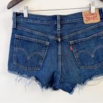 Levi's Levi’s 501 Cut Off Jean Shorts High Rise Raw Hem Size 28 Dark Blue Wash Photo 4