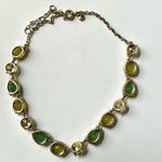 J. Crew green and yellow rhinestone statement necklace Photo 4
