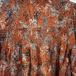 Beach Lunch Lounge Long Sleeve Orange Floral Blouse Shirt Size Small Photo 4