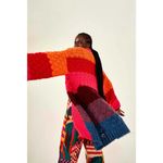 Anthropologie FARM RIO Sweater Cardigan Striped Rainbow Knit Puff Sleeve Open Front Photo 6