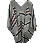 Marine layer  Levi Wrap Rosewood Stripe 100% Acrylic Poncho Wearable Blanket OS Photo 1